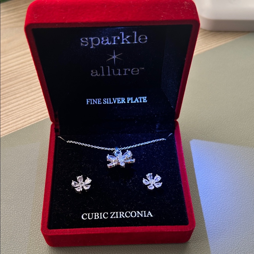 Silver Necklace and Earring Set